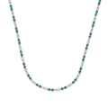 Green And White 3mm Diamond-encrusted Silver Necklace