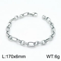 Minimalist silver stainless steel 170x6mm chain bracelet with textured oval links - 17cm / Steel