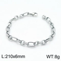 Silver titanium steel 6mm wide textured oval link chain bracelet with lobster clasp - 21cm / Steel