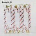 Set of 6 rose gold and white glitter candy cane Christmas ornaments with gold strings - Set of 6 / Rose Gold