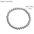 Silver stretch bead bracelet with 35 pieces of 6mm polished beads for a minimalist look - Kb170840-z