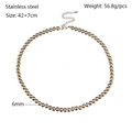 6mm gold beaded stainless steel stretch chain necklace with lobster clasp and extension - Kn238527-z