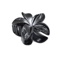 Glossy black plumeria flower hair claw clip with strong grip in minimalist design - Black Plumeria [Black White]