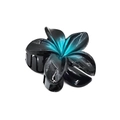 Translucent black and lake blue gradient frangipani flower hair claw clip with glossy finish - Black Plumeria [Black Blue]
