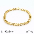 Pulsera de cadena NK 3:1 de acero inoxidable dorado de 6mm de ancho y 190mm - 19cm / Dorado