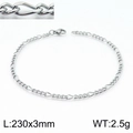 Bracciale a catena in acciaio inossidabile argento, misure 230x3mm e peso 2,5g - Acciaio 3mm / 17cm