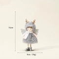 Gray plush Christmas angel doll with silver glitter wings and reindeer antlers for tree decor - Grey Antler Angel (2023E-1)