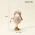Cute angel plush doll ornament in light brown fur with gold boots, 14cm hanging decoration - Light Brown Plush Ornament (2023G-4)