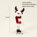Plush Christmas reindeer doll with white fur, brown antlers, and red scarf, 17cm tall - Red Scarf Reindeer Hanging (2023A-3)