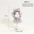 Christmas plush angel ornament in grey with glitter wings and bells for tree decor - Grey Plush Angel Hanging (2023C-1)