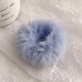 Plush faux fur scrunchie in light blue color with soft texture and high elastic band - Light Blue