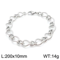 Pulsera de cadena de acero inoxidable plateado de 10mm para hombre de 200mm de largo - Pulsera (20cm) / Color Acero