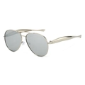Classic aviator sunglasses with silver mirrored lenses and light gold metal frame - Silver Frame Silver Mirror Lens
