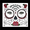 Halloween Gesichtstattoos mit roten Rosen und Spinnennetzmotiven auf weißem Grund - HFS015