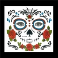 Detail von Tag der Toten Gesichtstattoo mit roten Rosen und Spinnennetzmuster YC-L016 - HFS016