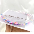 Transparent PVC headband with colorful heart sequins and non-slip teeth for girls - Soft Clay Heart Style