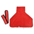 Close-up of red microfiber pet drying towel set with hair band and soft coral fleece texture - XS / Pullover High Neck / Red