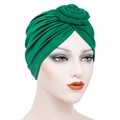 Adult green milk silk turban featuring a stylish donut flower design for women - Green
