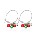 Christmas hoop earrings with festive red, green, and silver hanging mini bells - Silver Large Hoop Colorful Bell Earrings