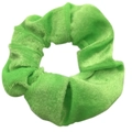 Soft bright green velvet scrunchie hair tie for women on a white background - Fluorescent Green