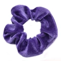 Purple velvet scrunchie hair tie with soft texture and rich color on white background - Purple