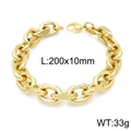 Golden chunky stainless steel oval link chain bracelet with lobster clasp 200x10mm 33g - 200x10mm Gold Style (KB144252-Z)