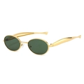 Lunettes de soleil ovales rétro avec monture en métal doré et verres vert foncé de face - Monture Dorée Verres Vert Foncé