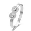 Bracciale in acciaio inossidabile argento con doppi zirconi e design intrecciato - Color Acciaio