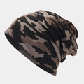 Close-up of camouflage knit beanie featuring jungle patterns and elastic texture - 7# Classic Brown Camo