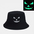 Halloween Fischerhut mit leuchtendem Kürbisgesicht-Design für Damen und Herren - M (56-58cm) / Klassisches Kürbis-Lächeln (1# Farbe)