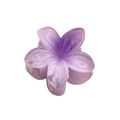 Semi-transparent purple flower hair claw clip with 4cm glitter resin petal design - Purple
