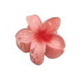 Translucent pink gradient flower hair claw clip with glossy resin finish for women - Red