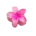 Pink gradient Plumeria flower hair claw clip with transparent glitter finish - Rose Red