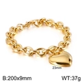Gold heart bracelet with OT clasp and 9mm chain, 200mm length, 23mm pendant size - Gold Color Bracelet (200x9mm)