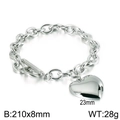 Pulsera corazón de acero inoxidable plateado con cierre OT, cadena de 8mm - Pulsera Color Acero (KB138650-Z)