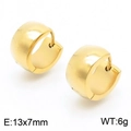 Pendientes de aro dorados de acero de titanio de 7mm de estilo hip-hop minimalista - Dorado