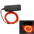Orange EL wire glow set with black battery pack controller showing on and off status - 3M / Orange