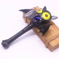 Glow-in-the-dark black bat magic wand with blue LED eyes for Halloween party decor - Bat Magic Wand