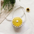 White mini daisy crossbody bag for girls with large floral applique and slim shoulder strap - White