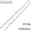 Silver titanium steel rhombic bamboo chain necklace for men, 550mm length and 3mm width - Steel Color Necklace (KN198163) / 55cmx0.3cm