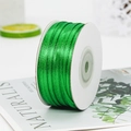 Bright green 3mm satin ribbon spool with smooth texture for bookmarks and gift wrapping - One Roll 91 Meters Long / Green (19#)