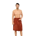 Men's microfiber bath wrap in rust red with button closure and side pocket - 30*140cm / Coffee