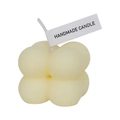 White bubble cube scented candle with handmade label for minimalist home decor - Light Yellow (Freesia)