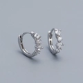 925 silver hoop earrings featuring alternating round and square cubic zirconia stones - 925 Silver / White Gold