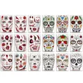 Lot de 18 tatouages faciaux Halloween avec cicatrices sanglantes et têtes de mort - Ensemble FC001-018 (18 feuilles)