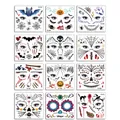 Set mit 12 Halloween Gesichtstattoos mit Fledermäusen, Spinnen und Kürbisdesigns - FK001-012 Kinder Halloween Gesicht Sticker Set (12 Blatt)