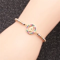 Three-tone beaded bracelet featuring a Virgin Mary medallion with colorful zircon stones - Virgin Mary - Multicolor Zirconia