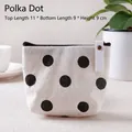 Polka dot fabric coin purse in cream canvas with brown zipper and side loop, 11x9x9cm - Dot