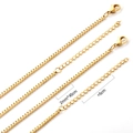 Detail of 2mm gold box chain necklace featuring lobster clasp and 5cm extension link - Gold (N5200545G)
