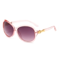 Classic butterfly sunglasses with pink frame, gradient purple lenses and gold metal trim - Pink Frame Smoke Grey Lens